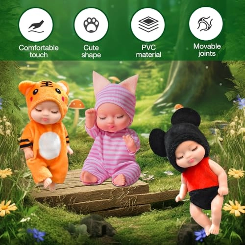 Reborn Baby Doll - 11cm PVC + plush Pack of 6