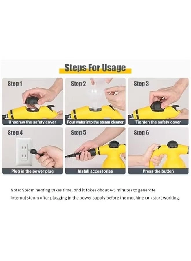 Handheld Steam Cleaner - 6 settings Large water tank Set