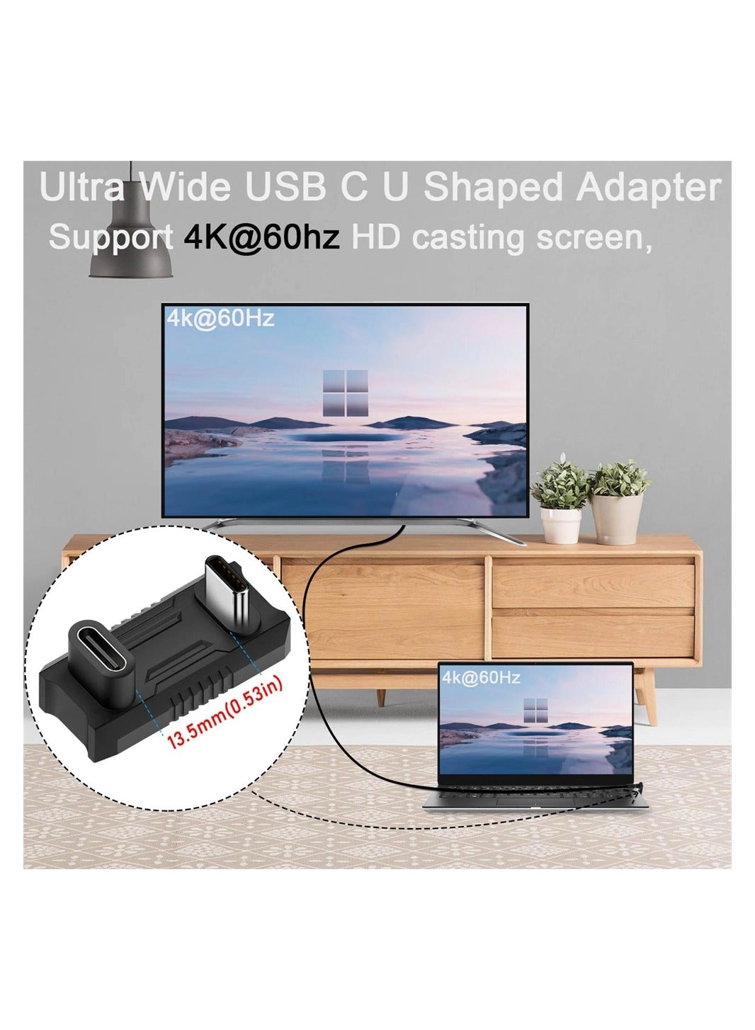 180 Degree Angle USB C Adapter - Male USB C Pack