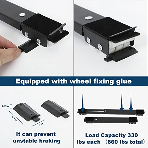 Extendable Appliance Rollers - 660 Pounds Black