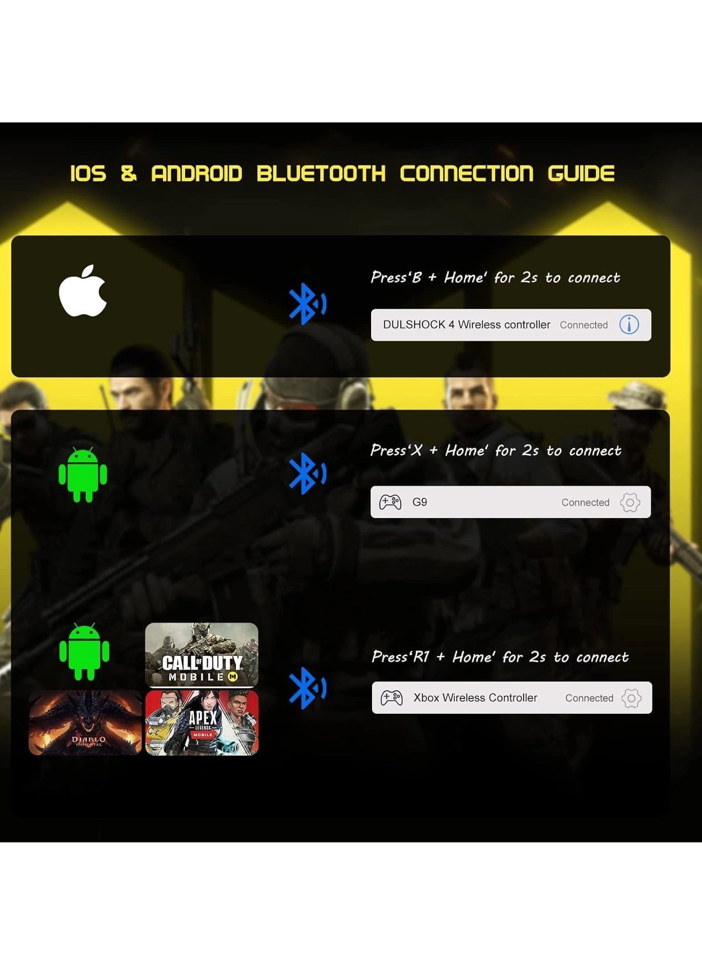 D8 Telescopic Mobile Phone Gamepad - Android iOS PS3 PS4 Switch PC