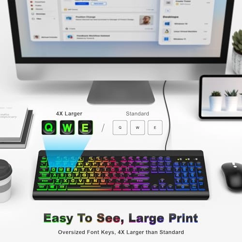 Large Print Backlit Keyboard - Wired