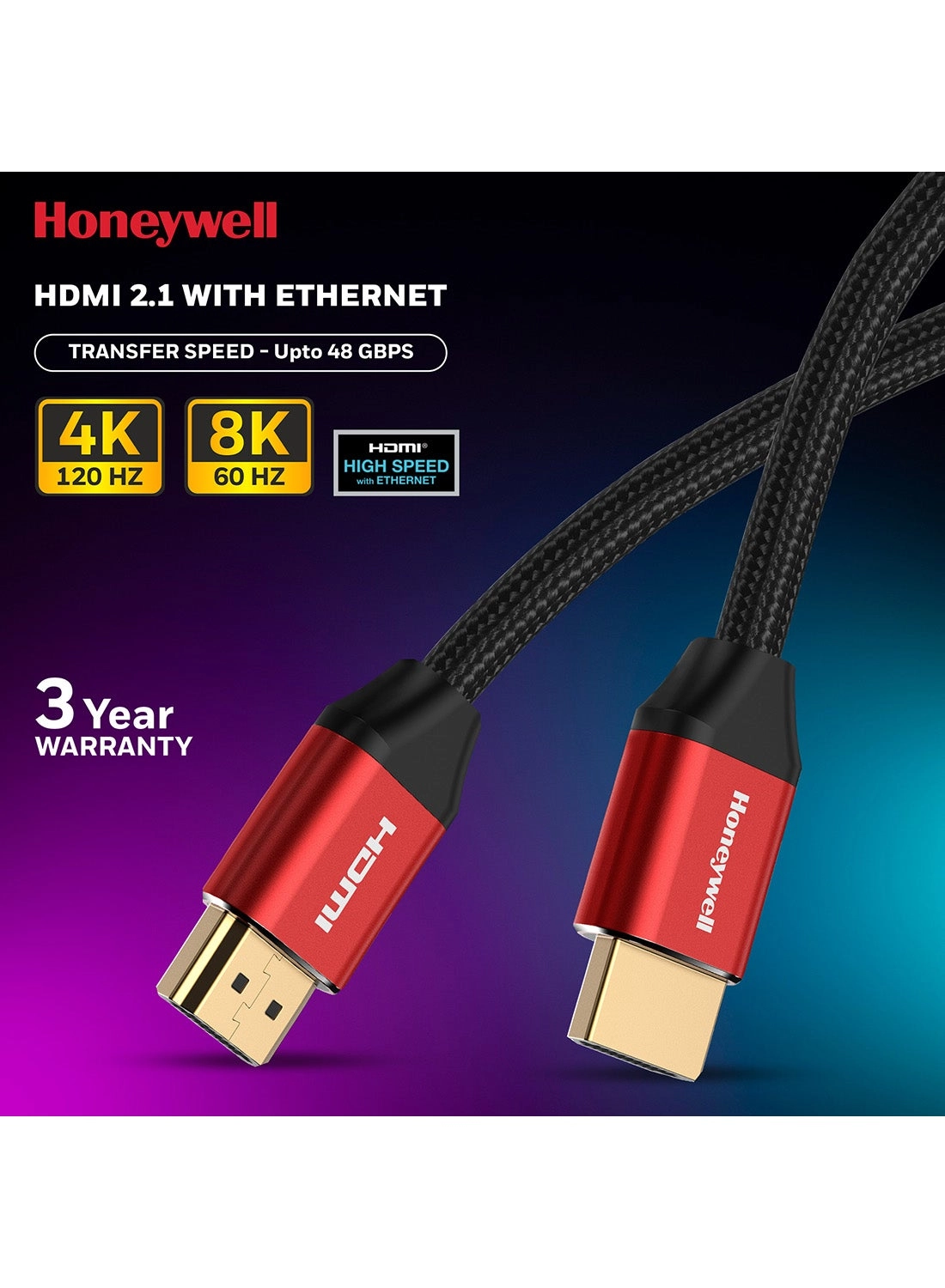 Honeywell 8K HDMI Cable 2m with Ethernet