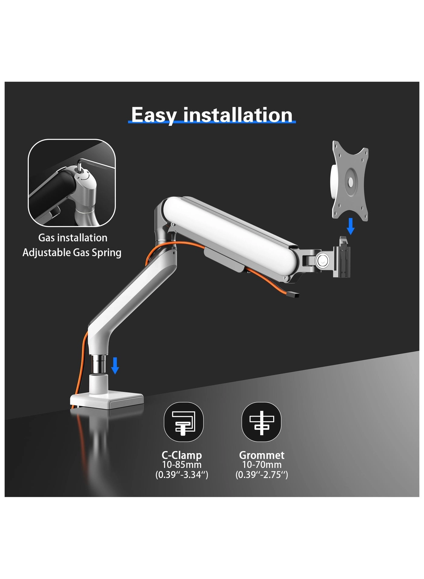 Single Monitor Arm - Single 17〜49inch 75*75mm 100*100mm