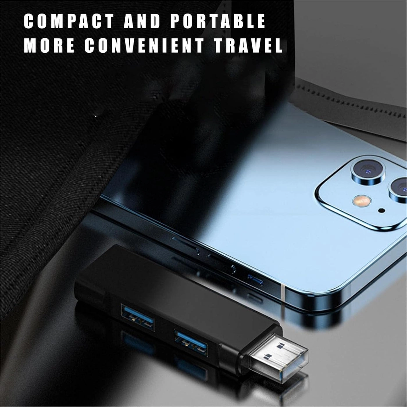 USB C Hub Multiport Adapter - 3 Port USB 3.0 Black