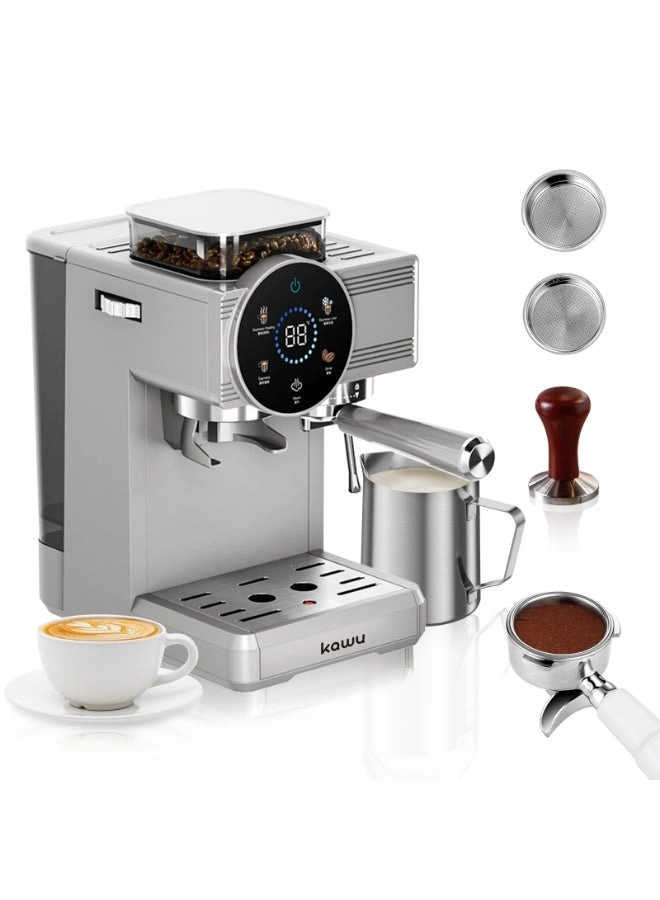 Kawu 20Bar Semi-Automatic - Integrated Grinder Milk Frother