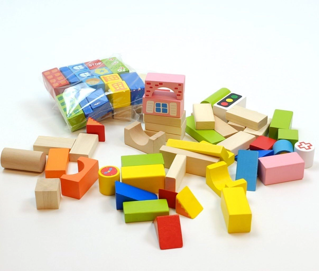 Wooden City Blocks - City Theme 75pcs