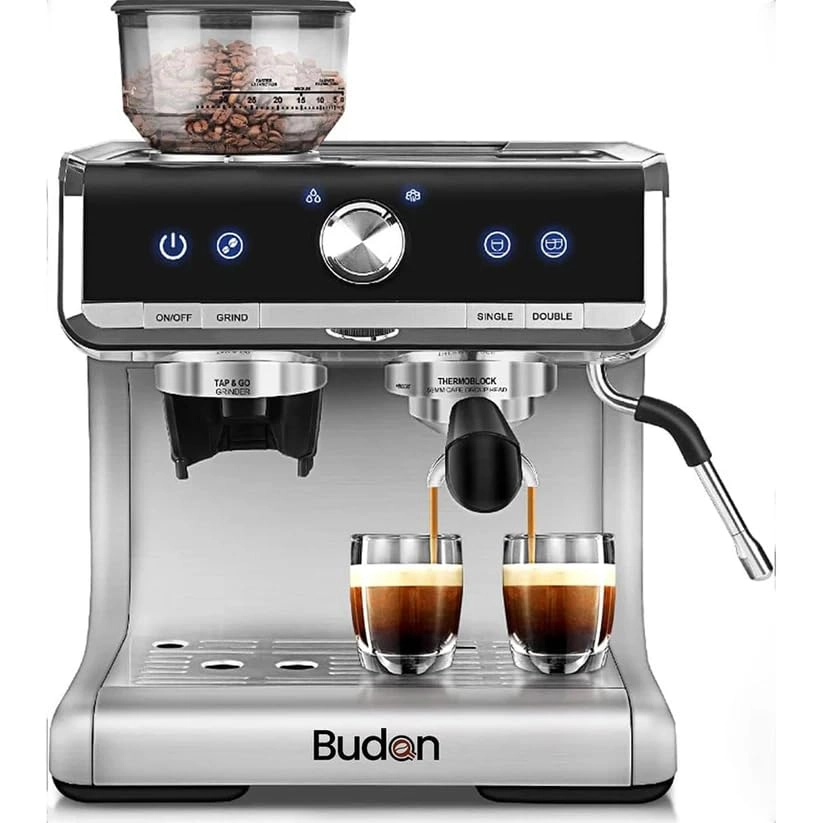 Budan BUDEM102 - Built-In Grinder Milk Frother 15 Bar