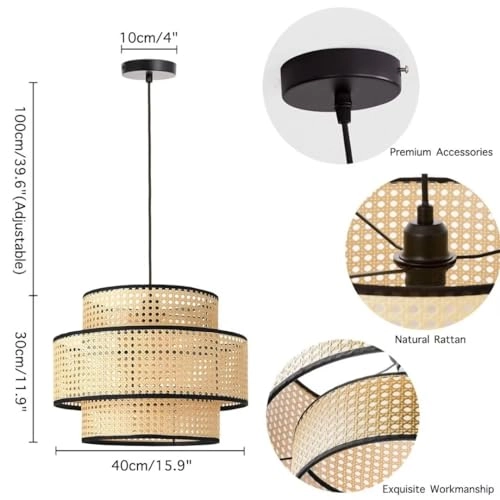 Hand Woven Rattan Pendant Light - 100CM/39.6INCH