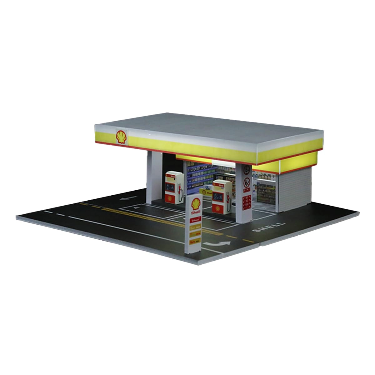 Shell Petrol Station Model - 1 set 1/64 compatible with other 1:64 scale car models