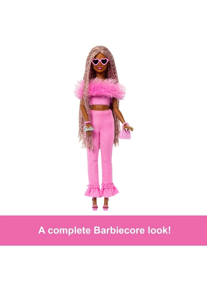 Barbie Deluxe Style Barbiecore Doll - Braided Hair Faux Fur Neck Top Ages 4+