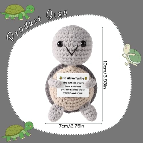 Positive Turtle 10 cm Crochet - Grey Mini
