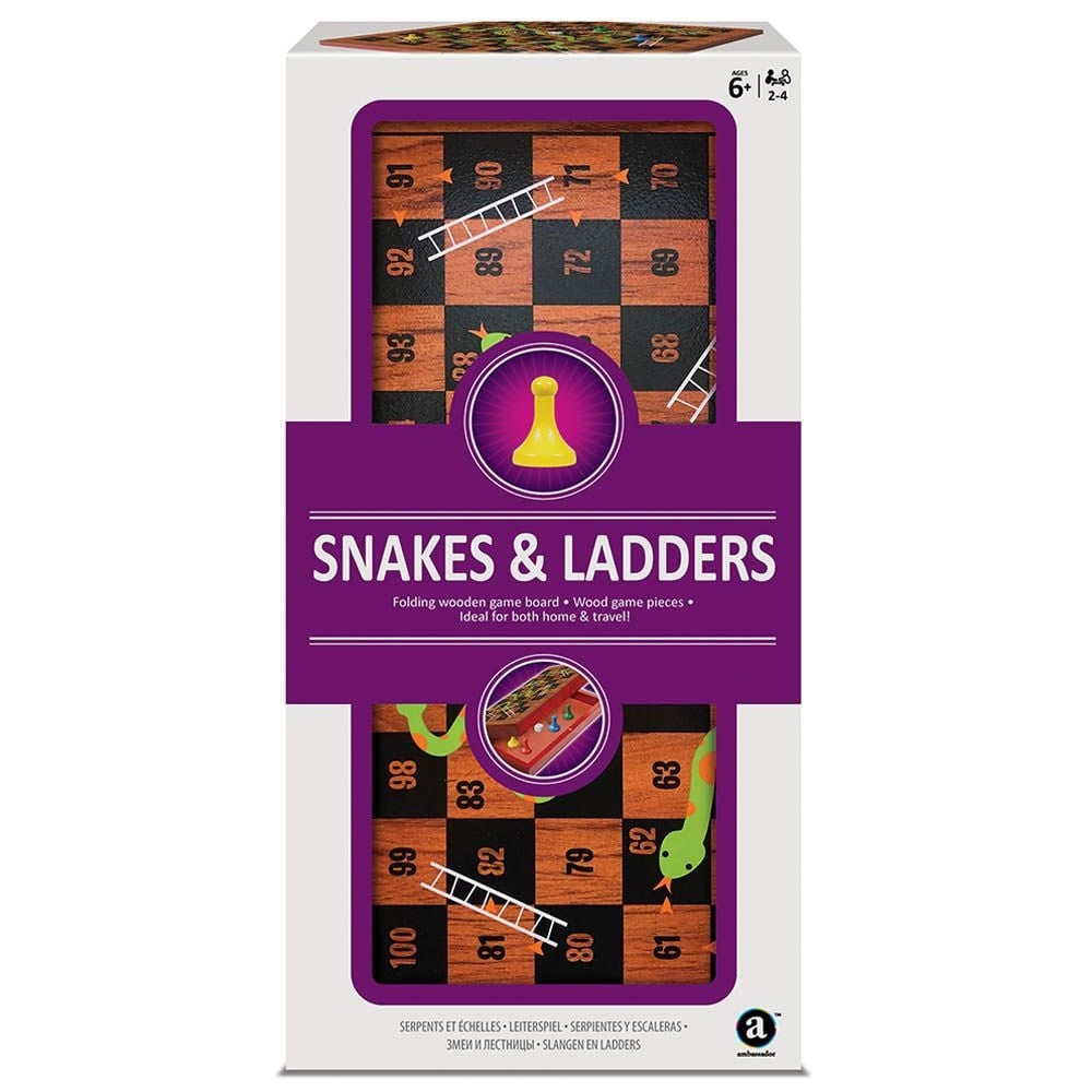 Folding Wood Snakes & Ladders
