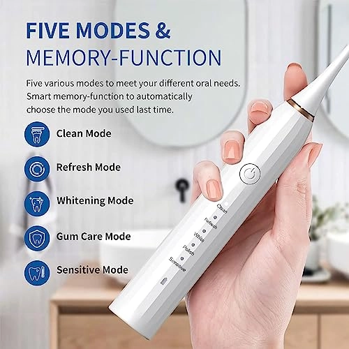 Sonic Electric Toothbrush - 43,000 vpm/min 4 Brush Heads USB Rechargeable