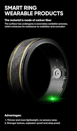 Smart Health Ring - Size 9 Black 7 Day Battery