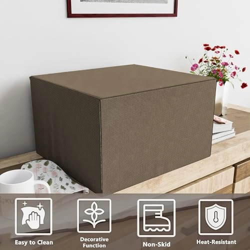 Dustproof Full Microwave Cover - 30 Ltr Checkered Brown