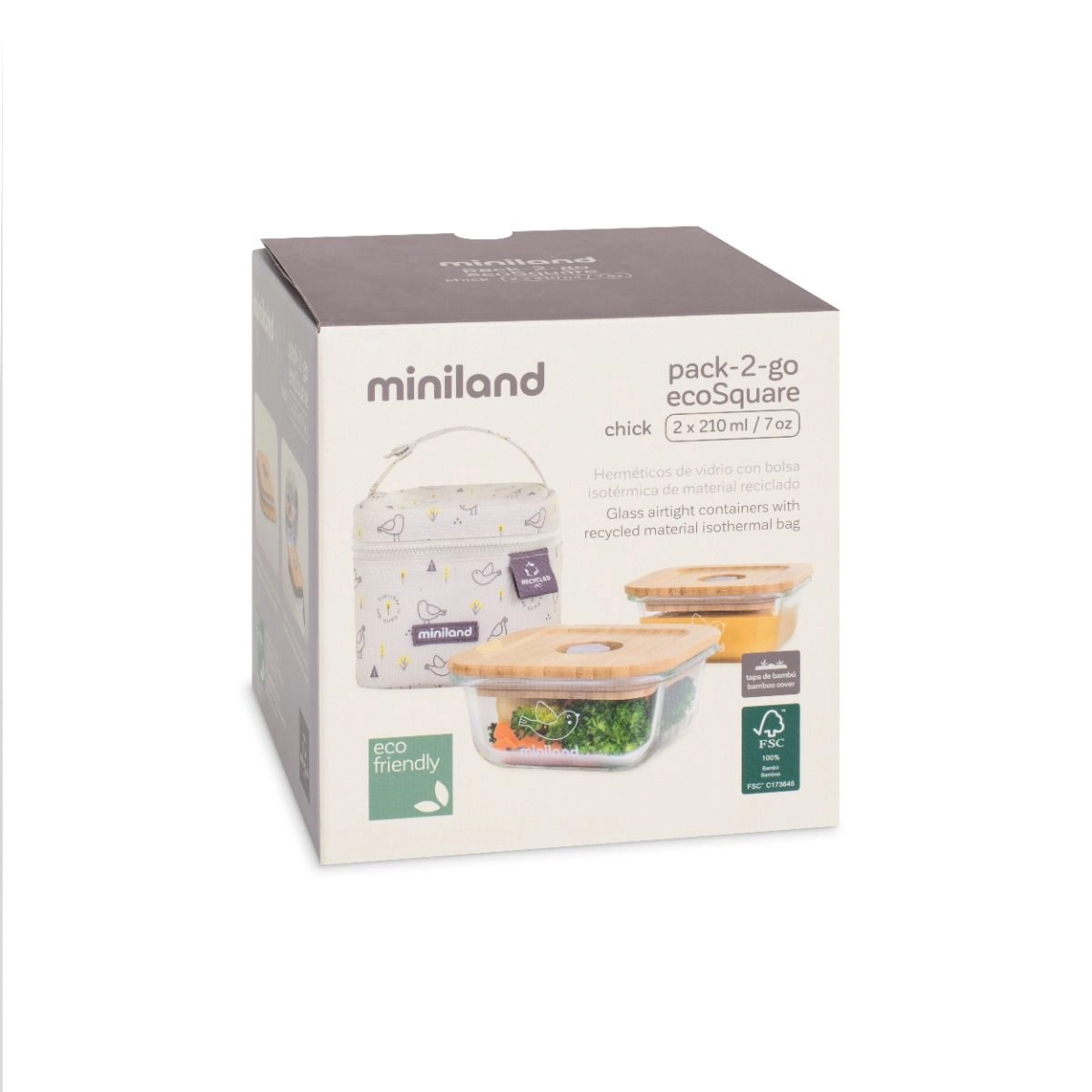 Pack 2 Go Ecosquare - cute chick illustration 210ml