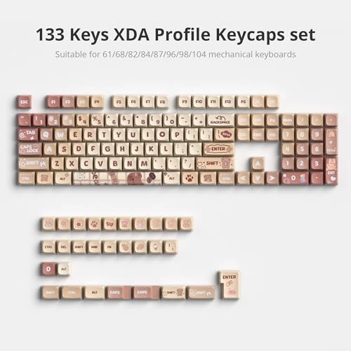 PBT Keycaps XDA Profile - 133 Keycaps Black-White