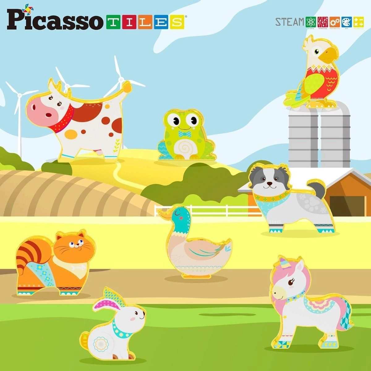 Magnetic Block Farm Animals - 8 pcs