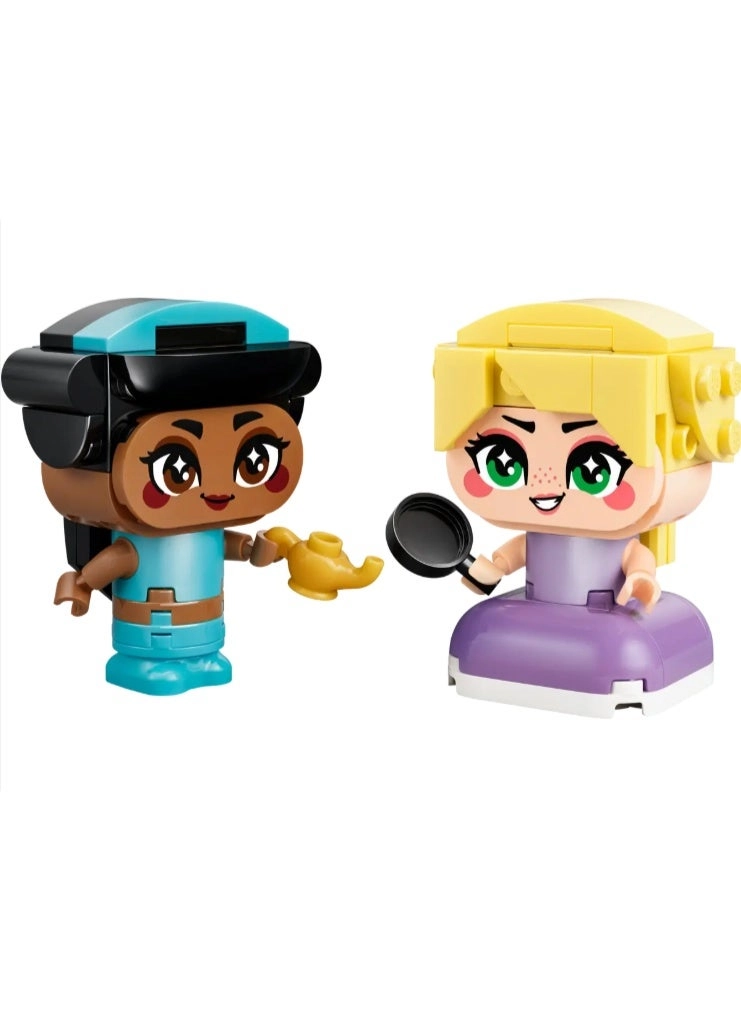 Disney Princess Mini Jasmine & Rapunzel Figures (43303) - 2 Mini Dolls Magic Lamp & Frying Pan