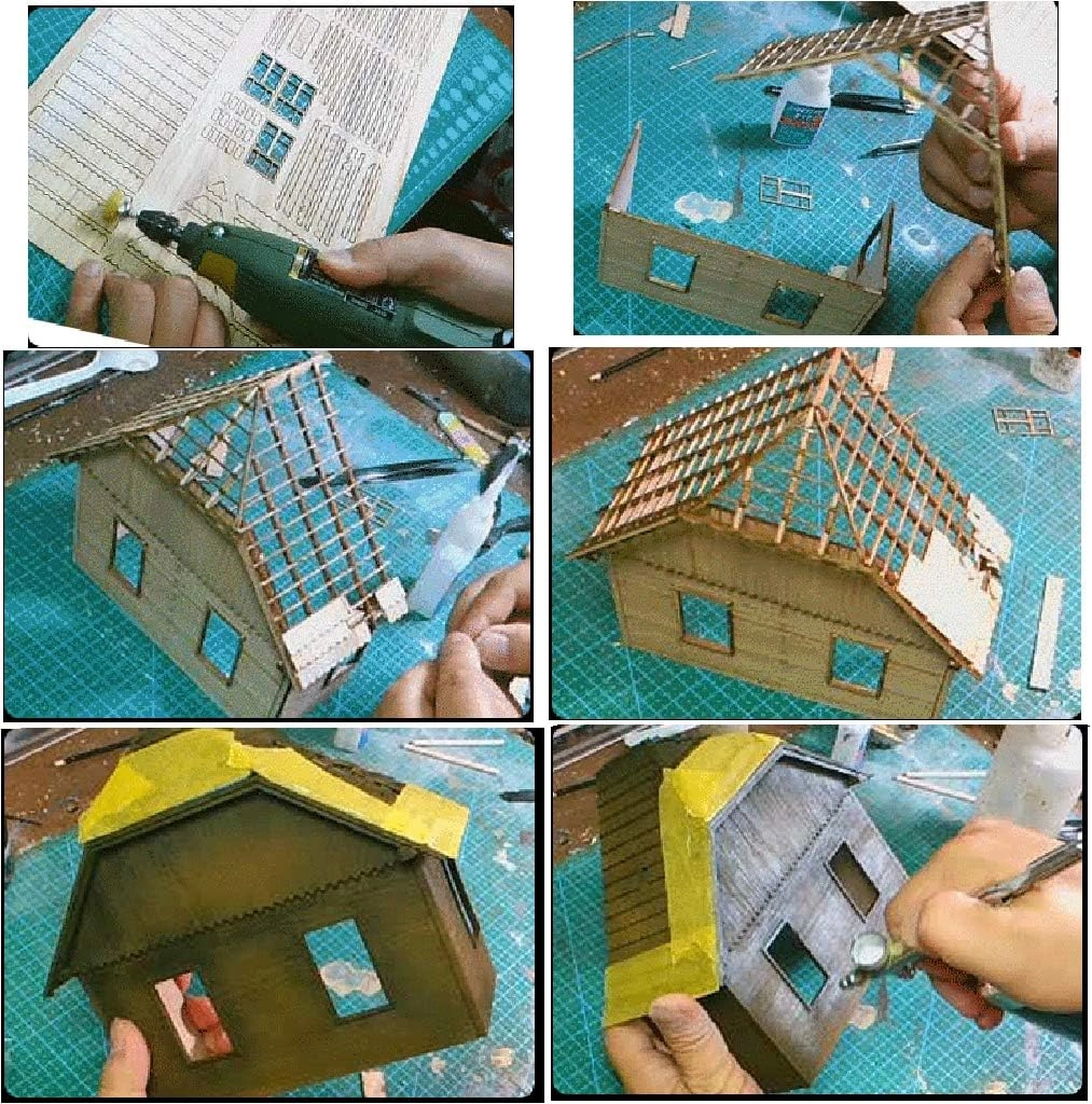 European House Ruin - 1:35 Wooden Unassembled