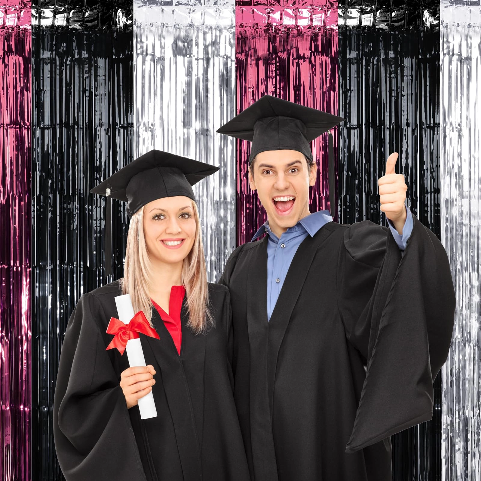 Foil Fringe Curtain - 3 Birthday Graduation Prom Wedding Pack