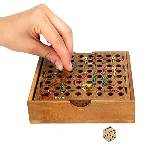 Snakes and Ladders - Wooden Travel Version