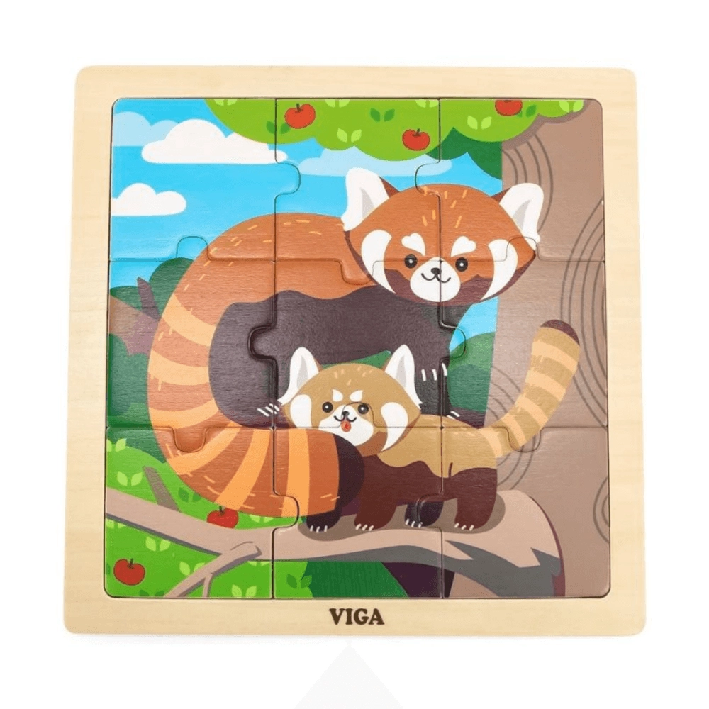 Wooden Jigsaw Puzzle Set Red Panda - 18 months+ 9 pieces