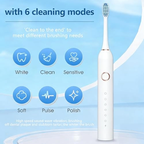 Sonic Electric Toothbrush - 3 Intensity Levels 5 Modes 40000 VPM