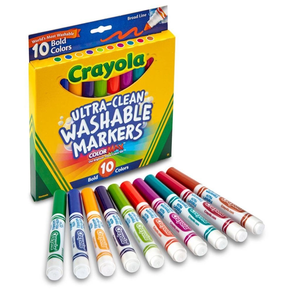 Color Max Broad Line Ultra-Clean Classic Washable Markers - 10 Pcs Multicolor