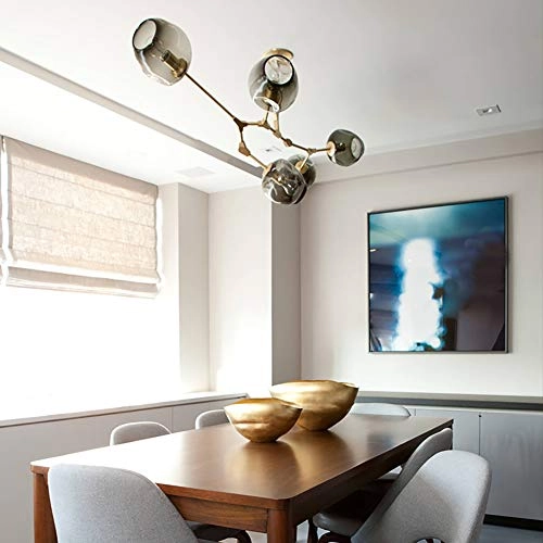 Minimalist Glass Bubble Ball Chandelier - E27 8 heads Gradient smoke gray lampshade