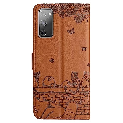 Cute Cat PU Leather Wallet Embossed Flip Cover for Samsung Galaxy S20 FE