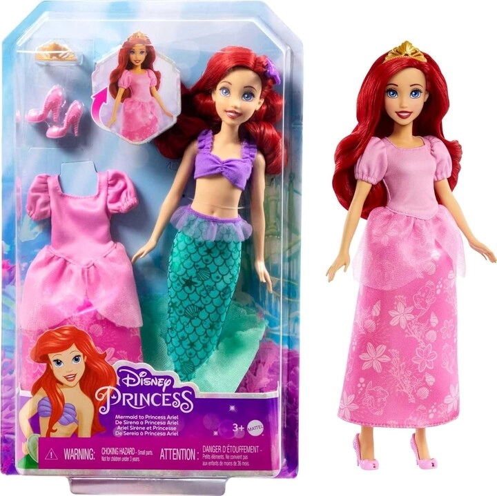 Mattel Ariel Mermaid to Princess Doll - 2-in-1 pink