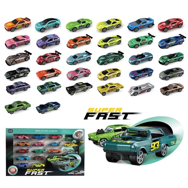 Slide Die Cast Toy Car Play Set - 16Pcs