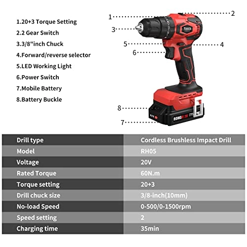 Brushless Cordless Drill - 20V 442 In-lbs