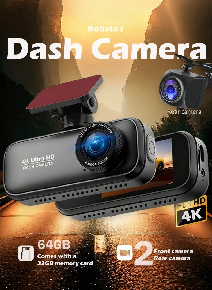 Bolivia's Dash Cam Dual Channel Car Camera - 4K 1080P