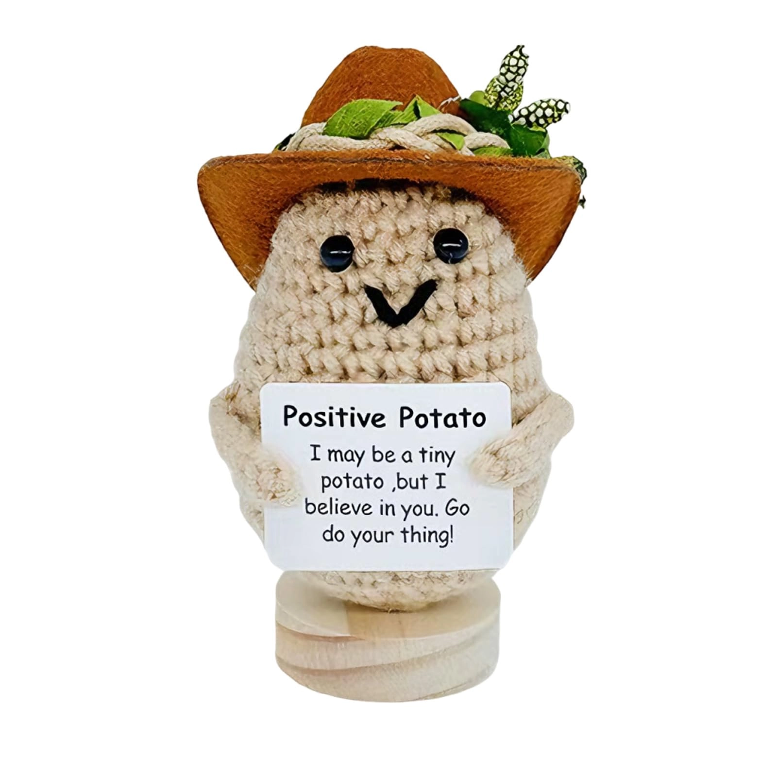 Satiskid Potato Crochet Doll - 8cm Handmade Cowboy Hat Ages 8+