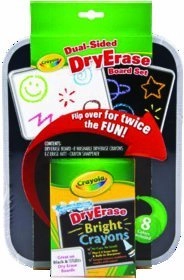 Dual Sided Dry Erase Board - 7 Crayons