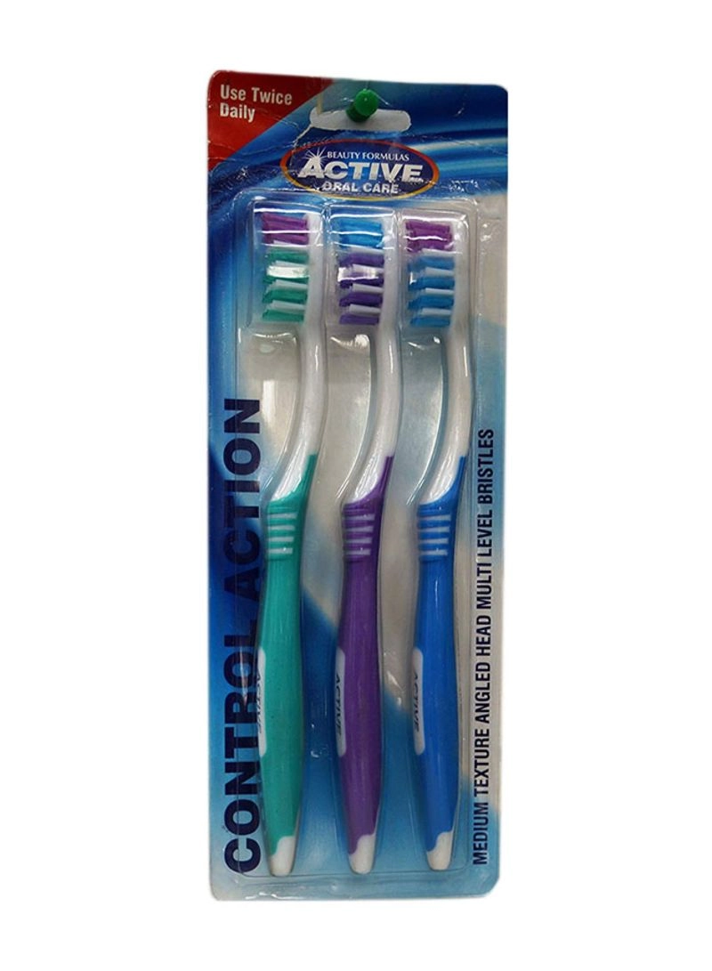 Nutripharm LLC Control Action Toothbrush - 3-Piece Pack Multicolour