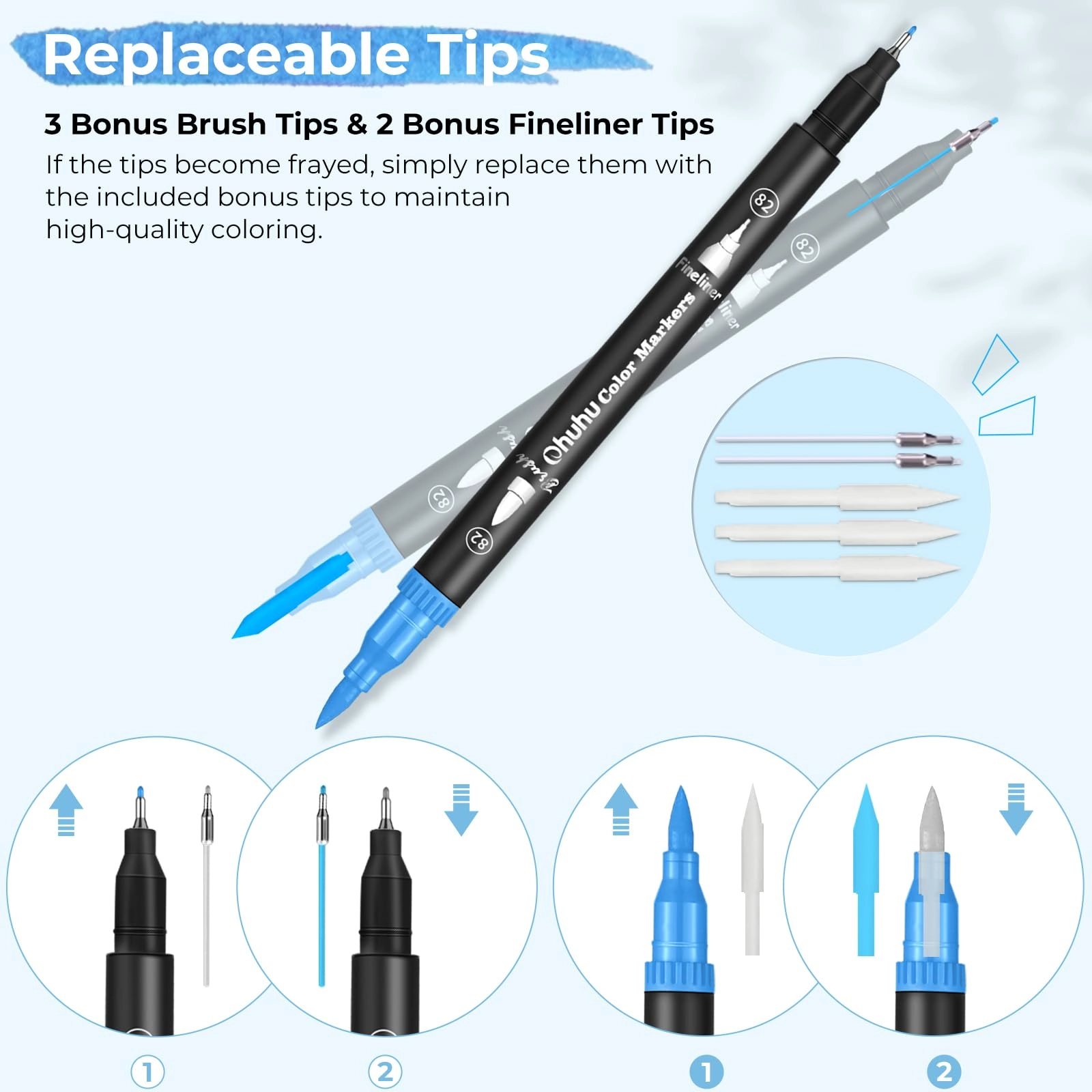 color markers - Black Dual Brush Fine Tip