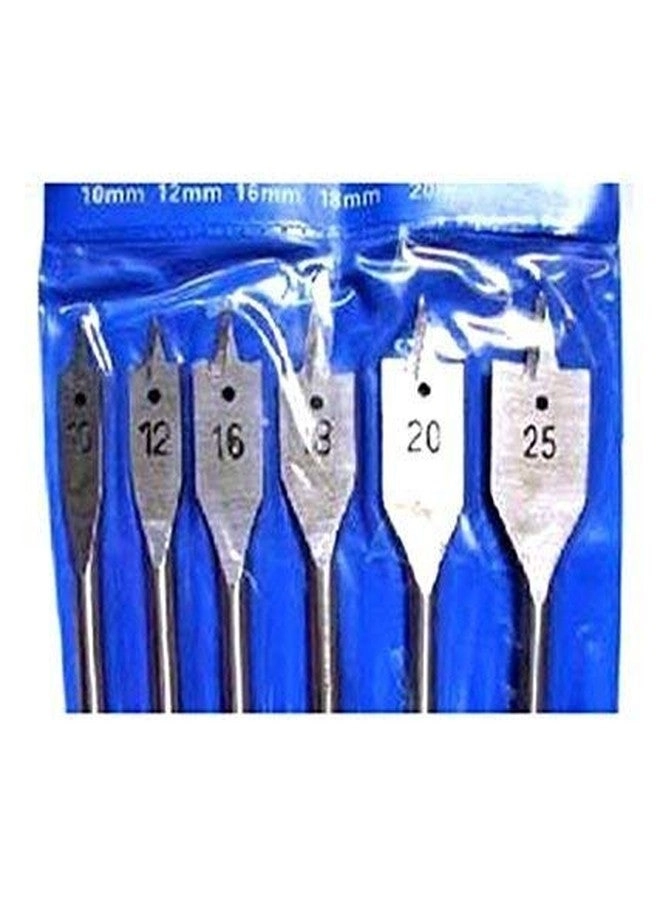 HOMEPRODUCTS4U Flat Drill Bit Set - Tempered Steel Set of 6 10, 12, 16, 18, 20, 25 mm