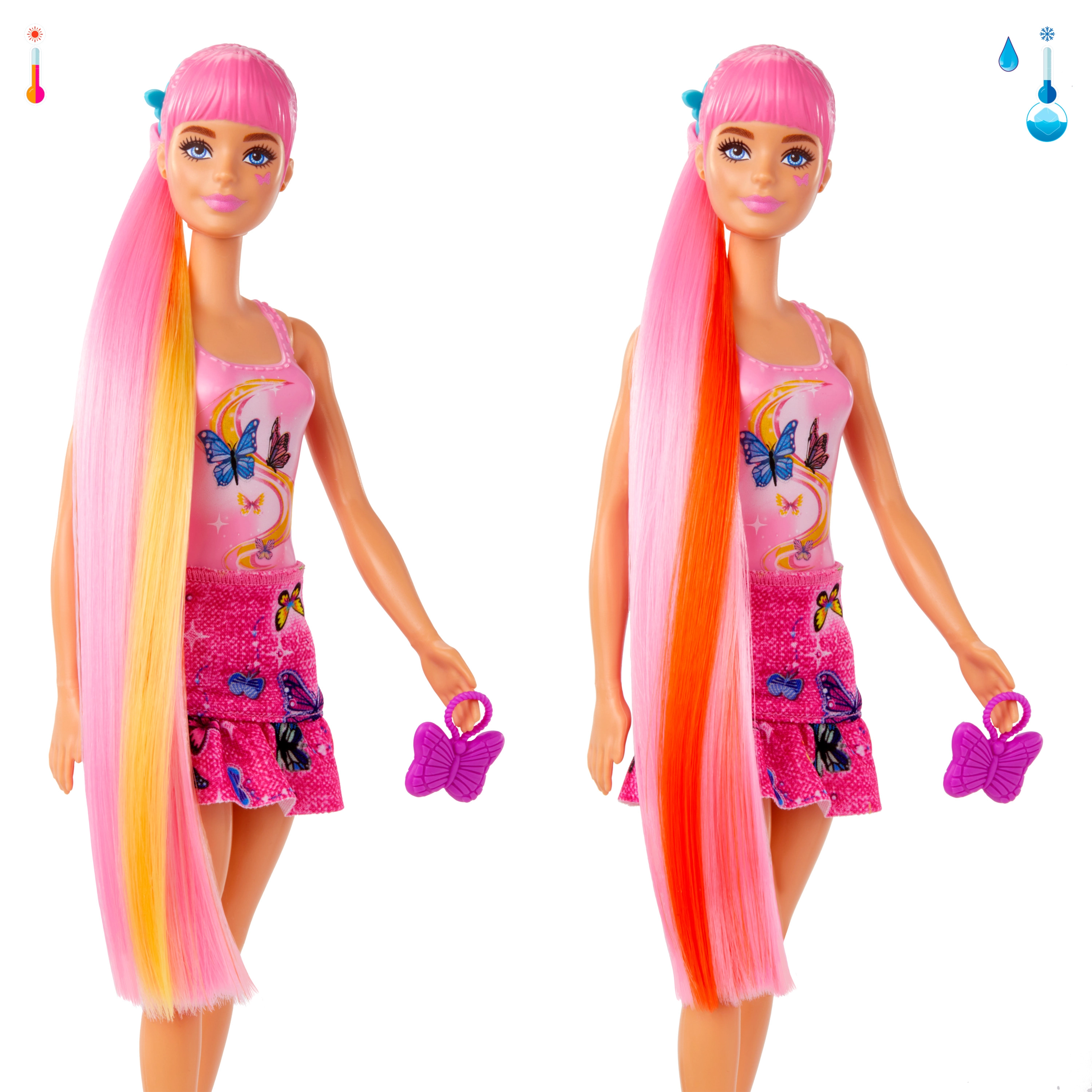 Barbie Color Reveal Glitter! Hair Swaps Doll - Glittery Blue 25 Hairstyling & Party-Themed Surprises Ages 3+