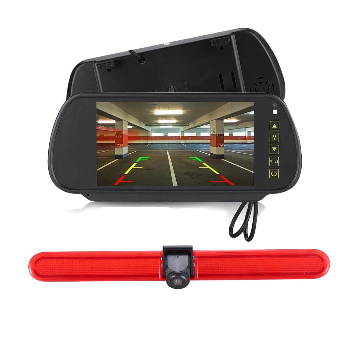 7 Inch Rear View Mirror + Rear View Backup Camera - Intelligent Night Vision wireless 628 x 586 pixels