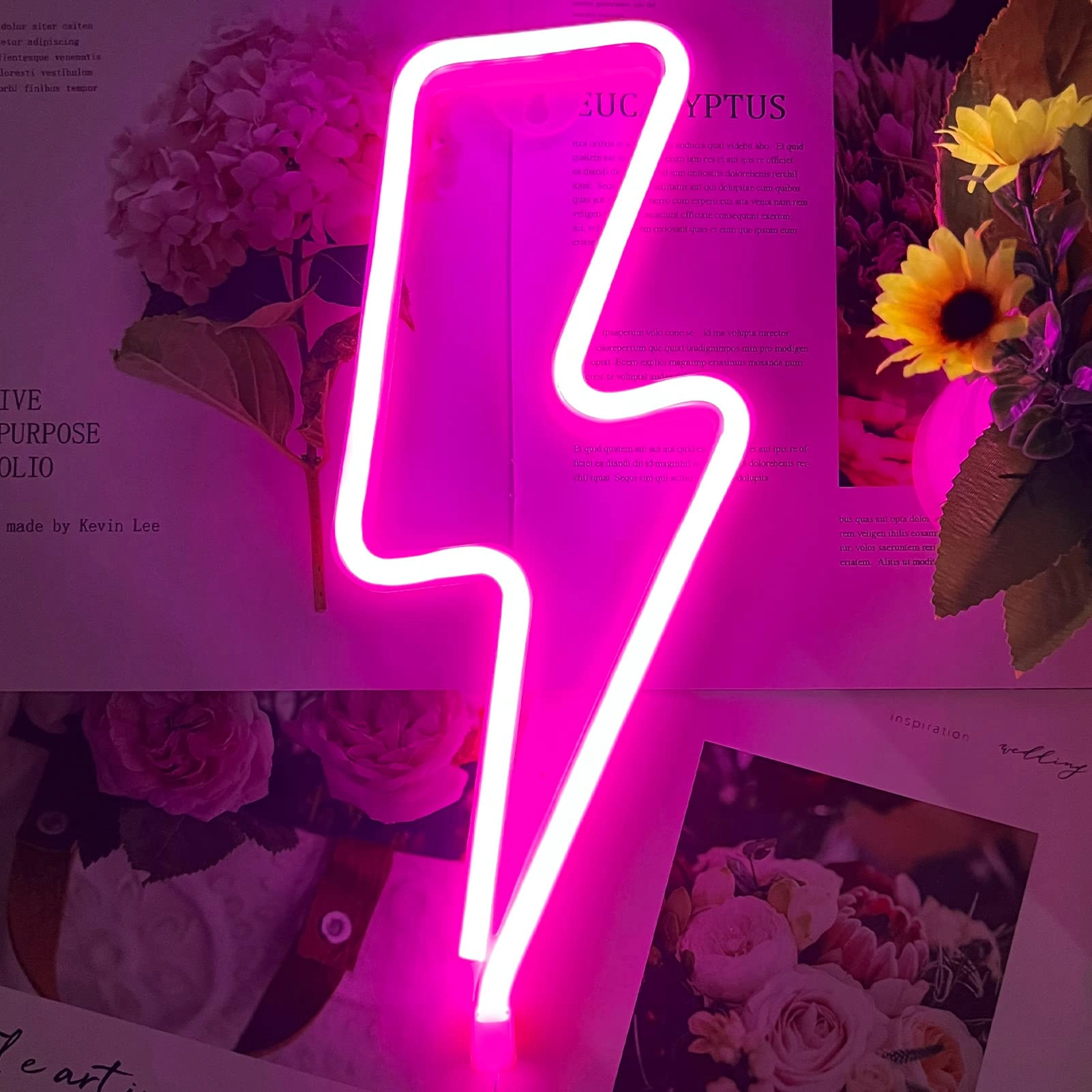 BK-Neon Lightning Bolt Neon Light Sign - Mood Light Pink
