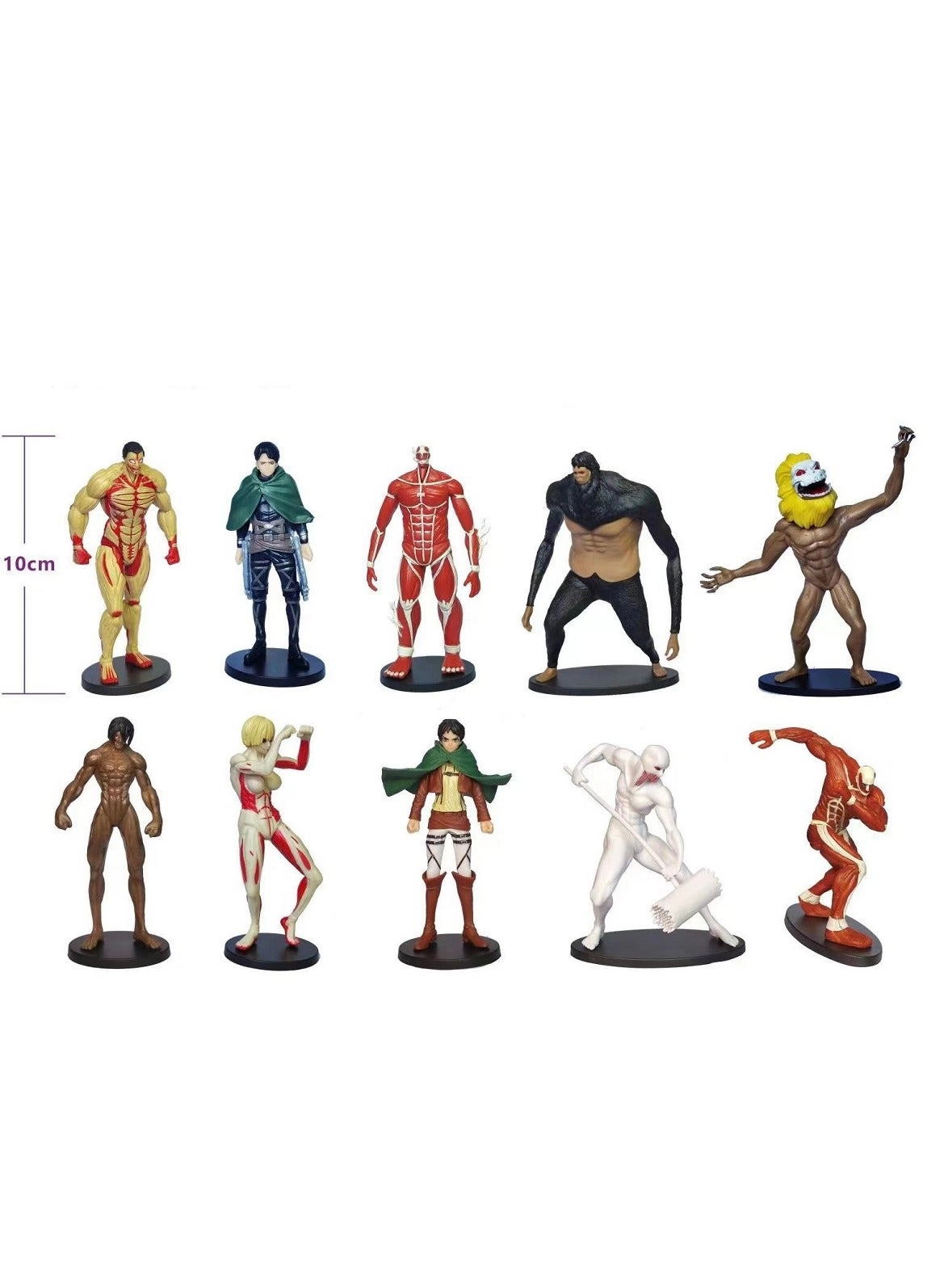 Generic Mikasa + Eren + Levi + Jaw + Beast - 10 Handicraft Figure Desktop Birthday Gift Decoration