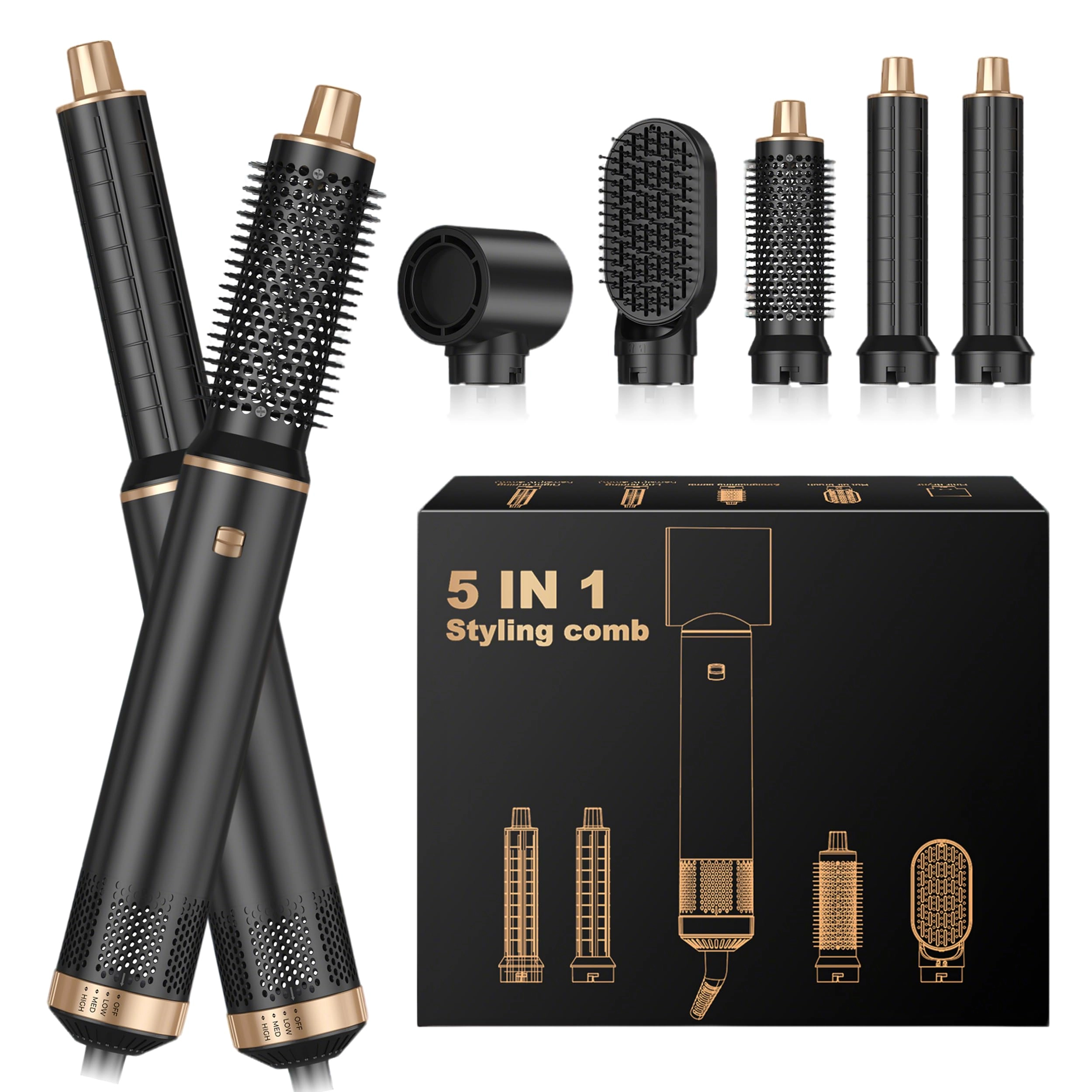 Shenzhen Bolesic Electronic Co.,Ltd Airbrush - 5 in 1 Black Gold 1000W