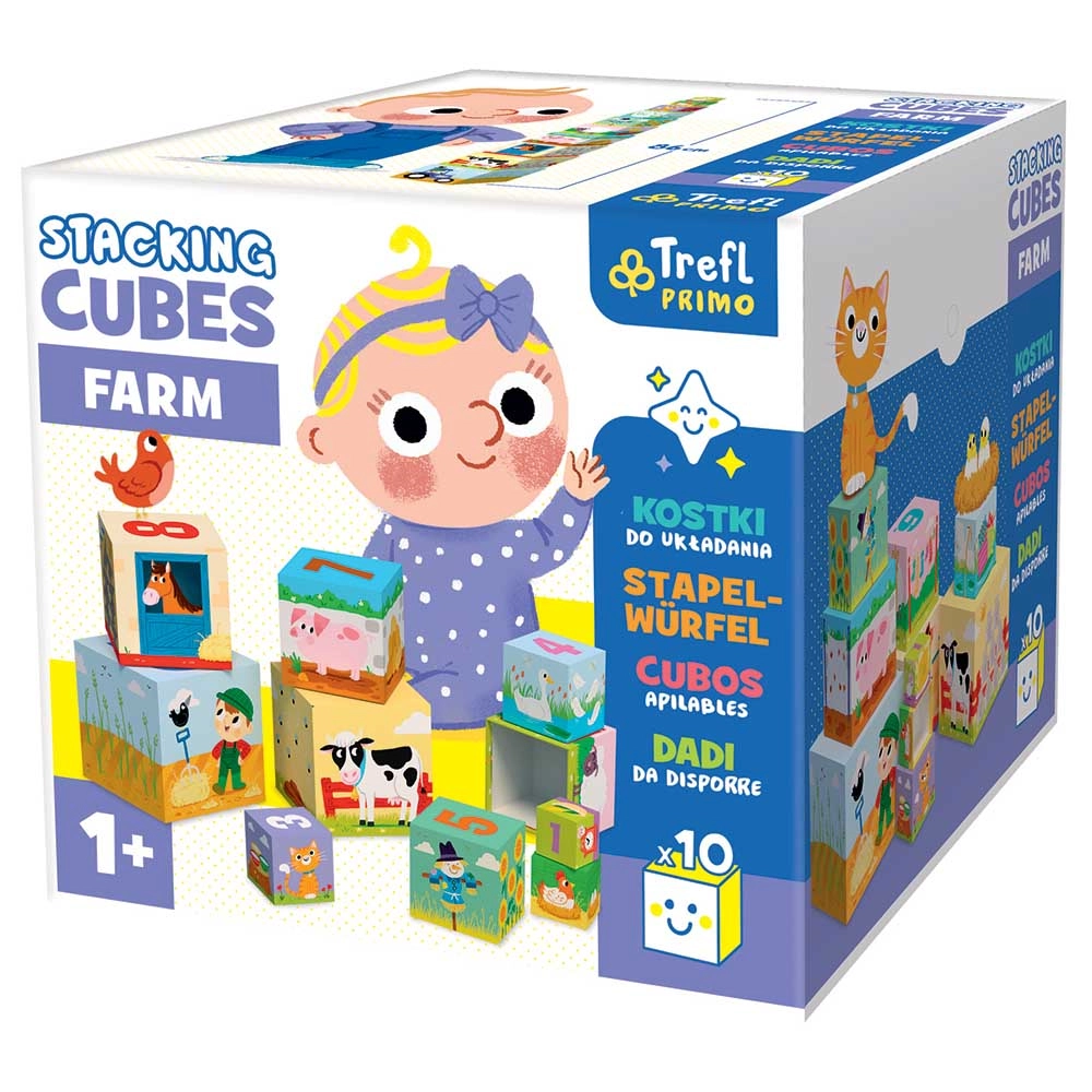 Trefl Puzzle Stacking Cubes Farm - 1 year and above 10 pieces