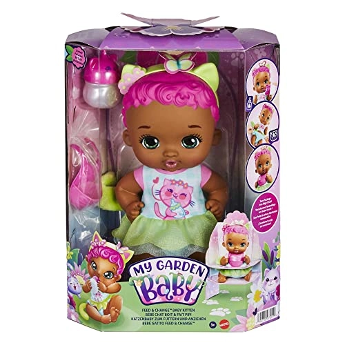 My Garden Baby Feed & Change Baby Kitten Doll - 12-in pink hair Ages 3+