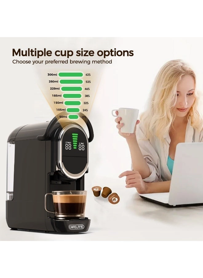 4-in-1 Automatic Capsule Coffee Machine - Adjustable Temperature 19 Bar