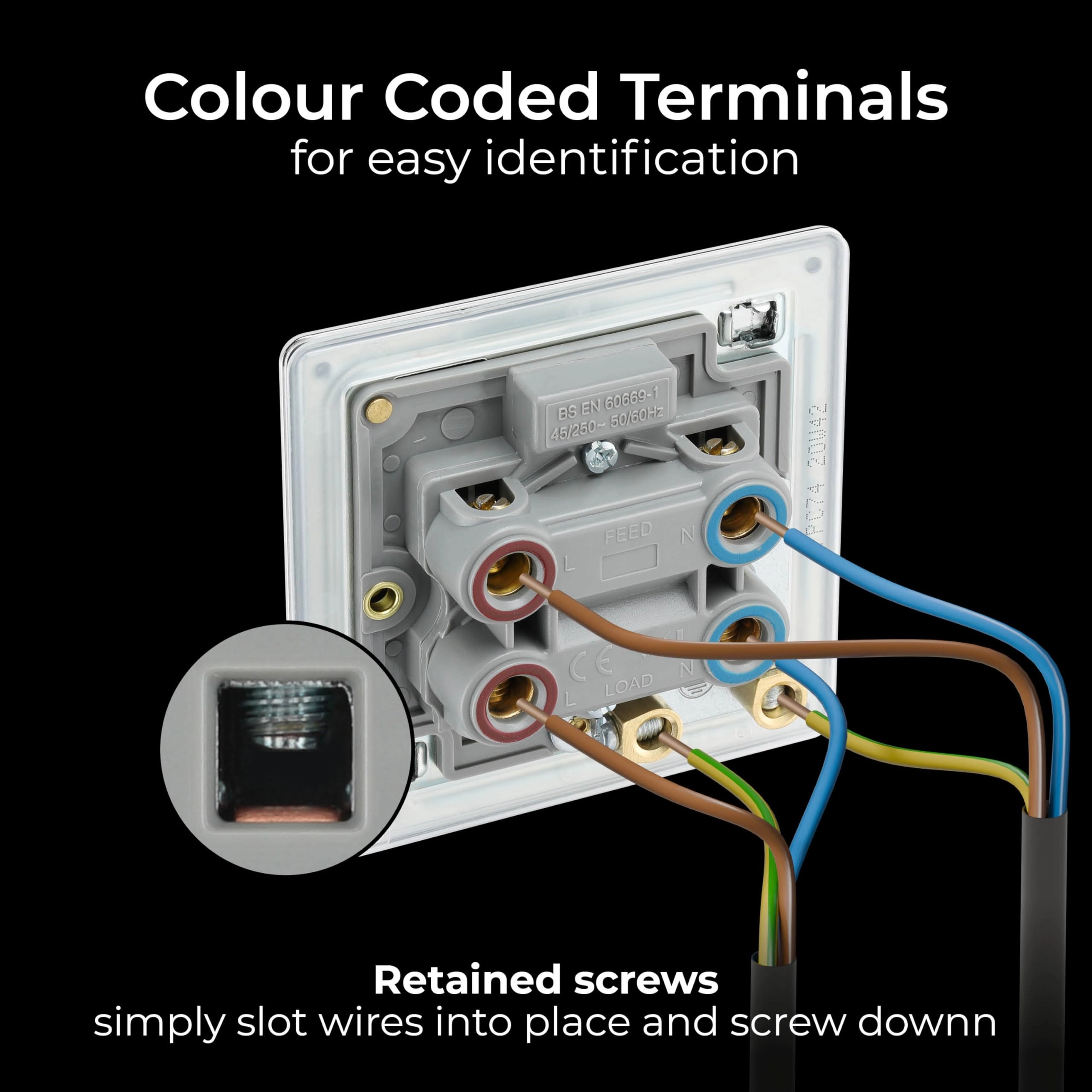 Cooker Control Switch Unit - 45A Double Pole LED Power Indicator